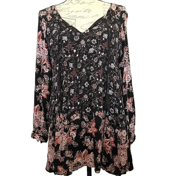 Free People Lucky Loosey Mini Dress Size‎ XS Smocked Floral Boho Bloomcore - Picture 8 of 8